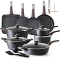 SENSARTE Pots and Pans Set Non stick Non toxic Healthy Induction Cookware Sets 26 Pcs Nonstick Kitchen Cooking Set w/Frying Pans Set Saucepans Set Stockpots Set PFOA PFOS Free Black