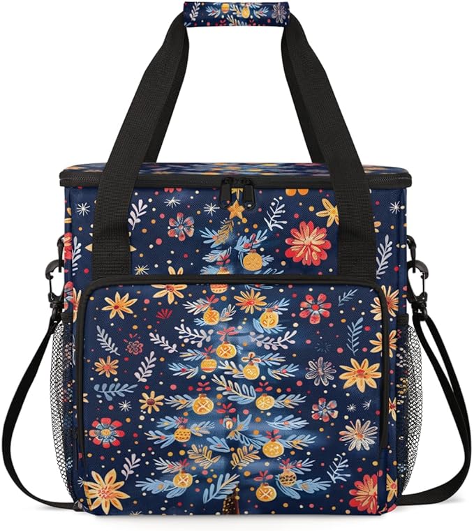 Dreamy Xmas Tree Coffee Maker Carrying Bag Portable Travel Storage Tote Bag Compatible with K-Mini or K-Mini Plus Single Serve Coffee Brewer Carrying Case with Multiple Pockets &amp Shoulder Strap