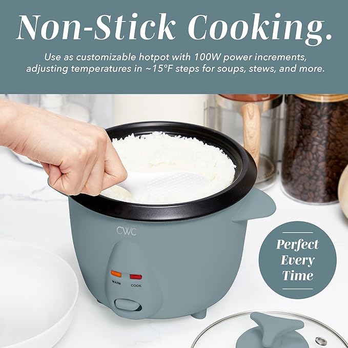 COOK WITH COLOR 6 Cup Rice Cooker 300W - Effortless Cooking and Perfectly Cooks 3 Cups of Raw Rice for 6 Cups of Cooked Rice Slate Blue