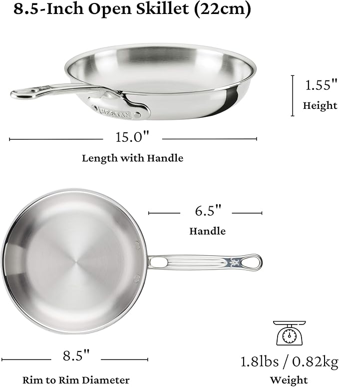 Hestan ProBond Luxe 10-Piece Cookware Set Professional Clad Stainless Steel ProCore Tri-Ply Clad Construction Polished Exterior Induction &amp Oven Safe