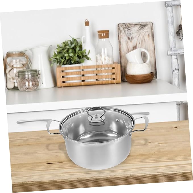 Luxshiny 1Set Stainless Steel Cookware Set Set with Soup Pot Frying Pan and Resistant for Induction Gas Electric Cooking Easy to Clean Thick Bottom