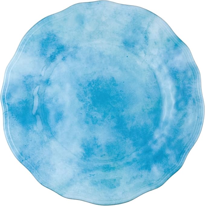 UPware 12 Piece Campanula Melamine Dinnerware Sets Outdoor Dishes Set Plates and Bowls Sets Service for 4 Sky Blue
