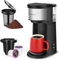K Cup Coffee Maker Single Serve coffee machine or Ground Coffee Machine 2 in 1 6 to 14 Oz Brew Sizes Mini One Cup Coffee Maker with Self cleaning Function Fits Travel Mug Black