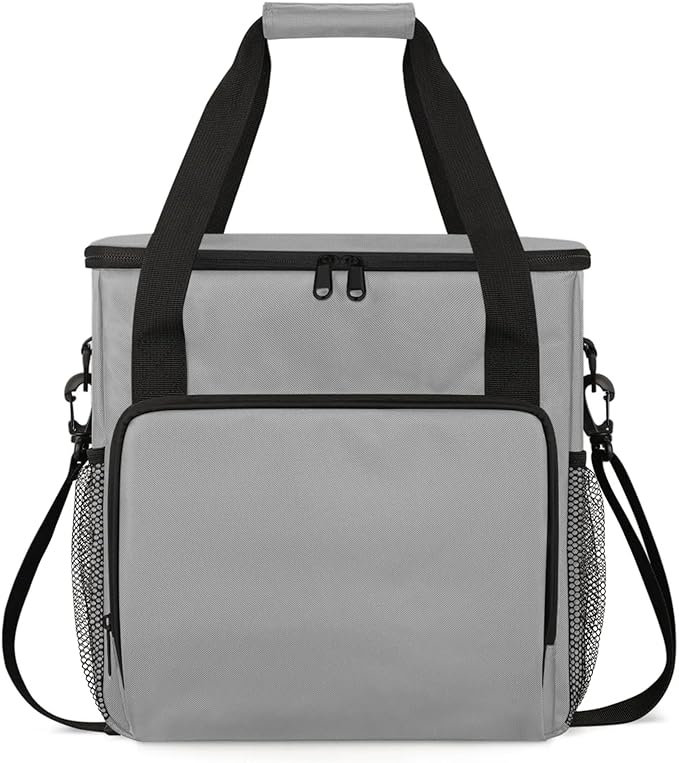 Grey Coffee Maker Carrying Bag Waterproof Insulated Leakproof Cooler Bag Portable Storage Tote Bag Organizer With Shoulder Strap