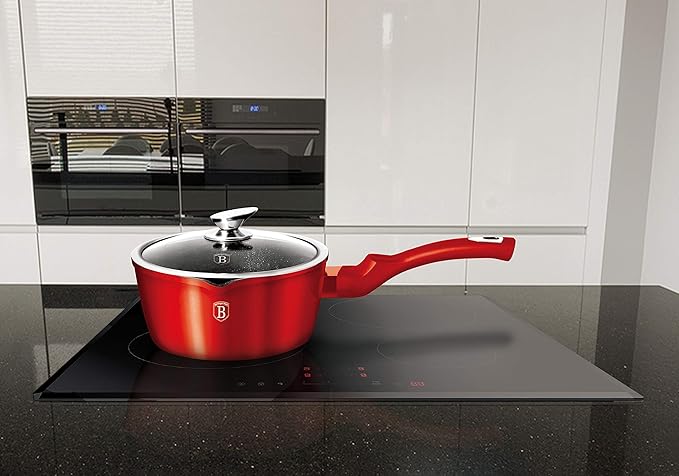 Berlinger Haus Kitchen Cookware Set 3-Layer Marble Coating with Ergonomic Soft - Touch Handle Turbo Induction Based Elegant Design &amp Eco Friendly PFOA Lead Cadmium Free | 15-Piece Burgundy Color