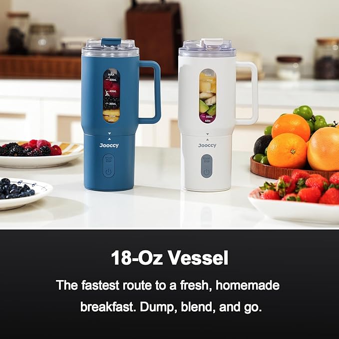 Portable Blender Cordless Personal Blender for Smoothie with Ice Crushing Blades 18oz Auto Reverse Blending for Smoothie Shake Frozen Fruit
