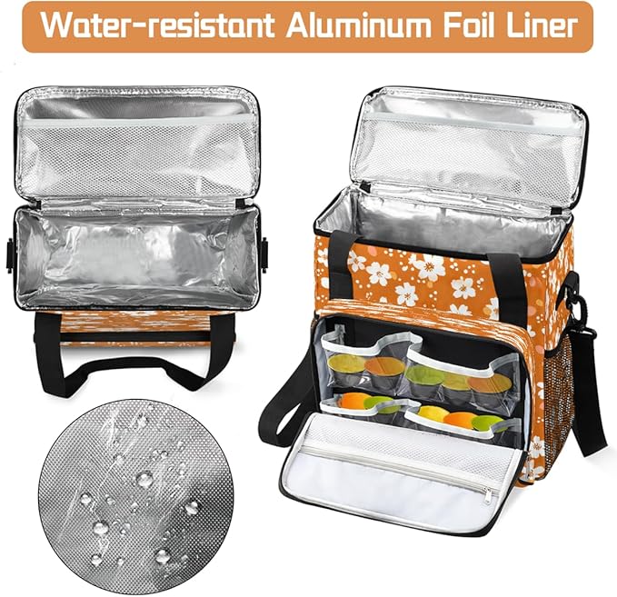 Flowers Orange Coffee Maker Carring Bag Travel Carrying Storage Tote Bag Compatible with Keurig K-Mini or K-Mini Plus Portable Single Serve Coffee Brewer Case with Pockets for K-cup Pods