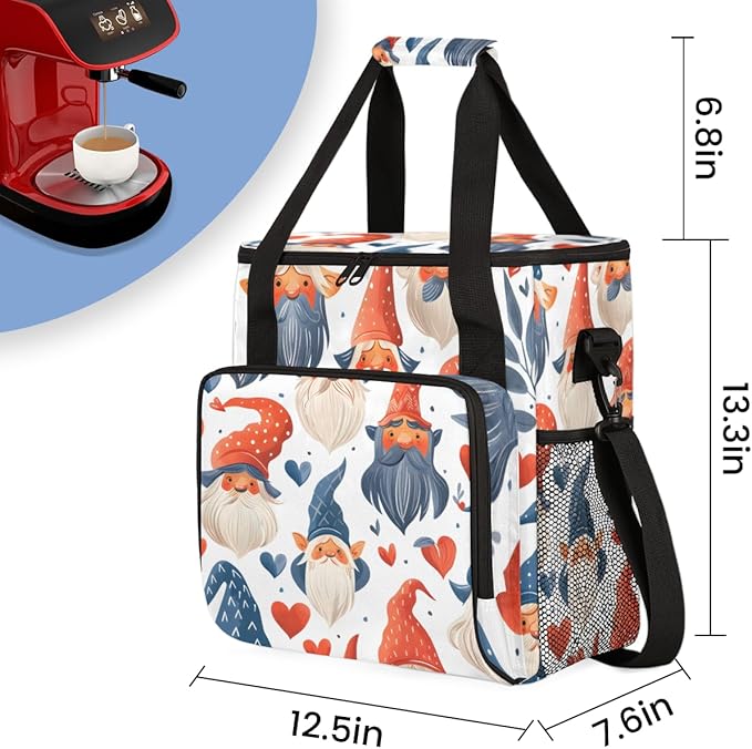 Cute Santa Claus Coffee Maker Carrying Bag Gothic Santa Claus Travel Storage Bag Compatible with K-Mini or K-Mini Plus Single Serve Coffee Brewer Carrying Case with Multiple Pockets &amp Shoulder S