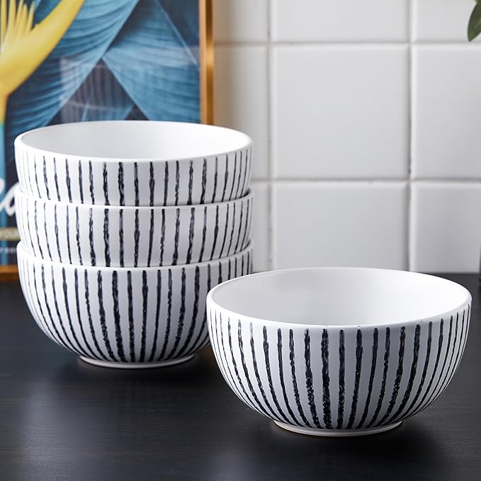 Stone Lain Nova Modern Stoneware Dinnerware Set Plates and Bowls Set 16-Piece Dish Set Service for 4 Black