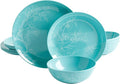 Martha Stewart Dragonfly 12 Piece Decorated Melamine Dinnerware Set - Teal
