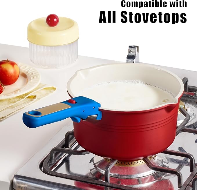 CAROTE 17Pcs Titanium Cookware Set Pots and Pans Set Non Stick Kitchen Cooking Set with Detachable Handle Non Toxic Induction Cookware Dishwasher/Oven SafeMemphis Design