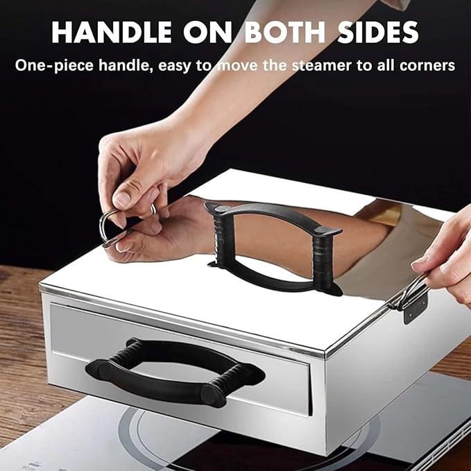 Rice Noodle Rolls Machine Stainless Steel Rice Noodle Roll Steamer Drawer Steaming Food Cookware Set for Kitchen Storage Container1 Layer