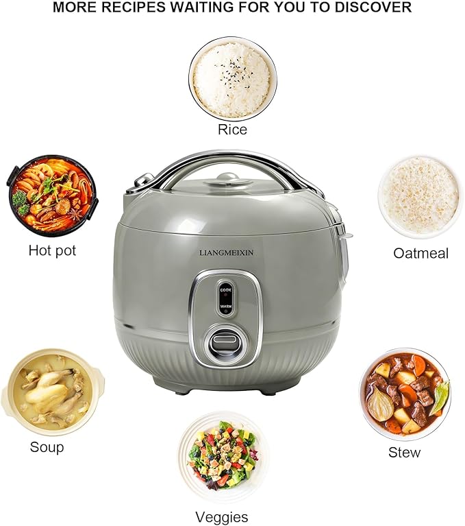 Durable Rice Cooker Small 4-Cup (Uncooked)/8-Cup (Cooked) for 1-3 People 2 Quart Non-stick Mini Rice Cooker Steamer Grain Cooker Soup Maker Oatmeal Cooker Making rice balls Auto Keep Warm(Sage