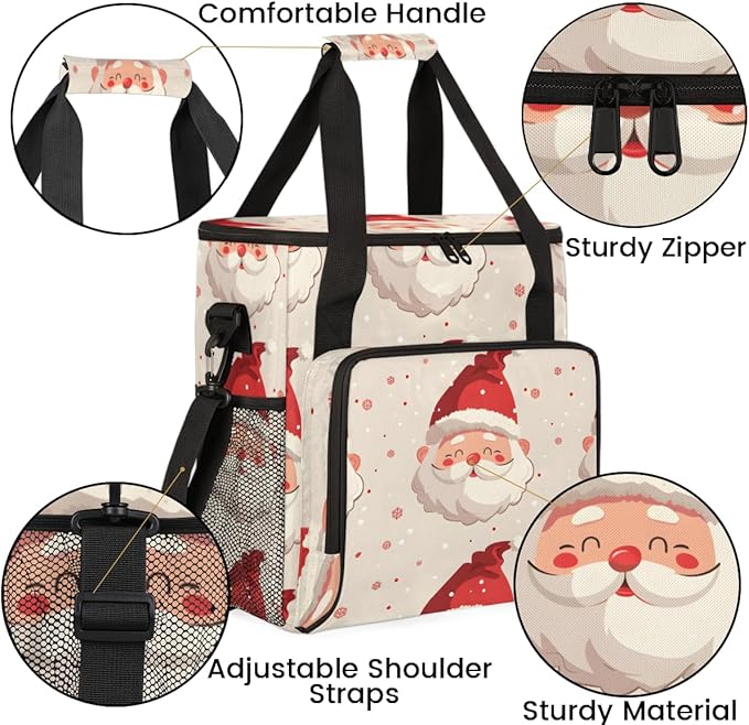 Abstract Santa Claus Coffee Maker Carrying Bag Cartoon Santa Claus Travel Storage Bag Compatible with K-Mini or K-Mini Plus Single Serve Coffee Brewer Carrying Case with Pockets &amp Shoulder Strap