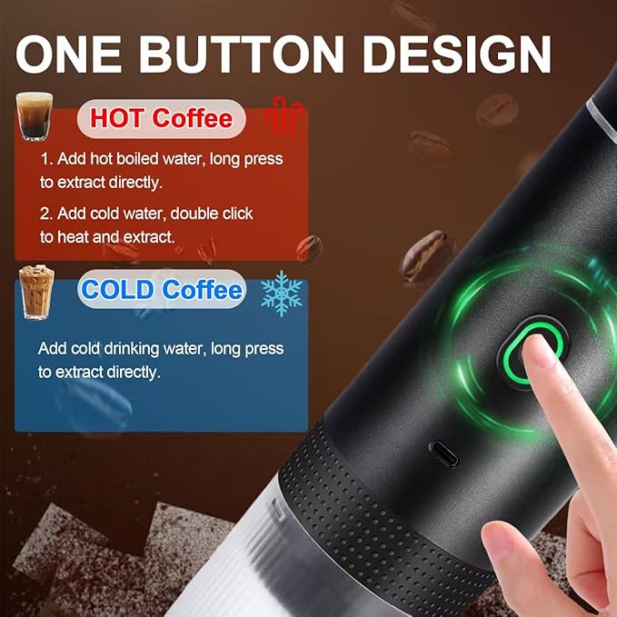 Portable Coffee Maker 3-in-1 Espresso Machine for Travel 20 bar Mini Coffee Maker Compatible with Ground Coffee &amp Capsule for Car RV Hiking Camping Office Travel Espresso Maker