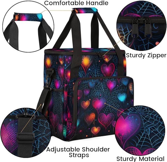 Heart Cobweb Coffee Maker Carrying Bag Portable Travel Storage Tote Bag Compatible with K-Mini or K-Mini Plus Single Serve Coffee Brewer Carrying Case with Multiple Pockets &amp Shoulder Strap
