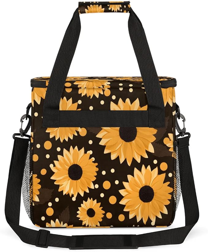 Abstract Sunflower Black Coffee Maker Travel Bag for K-Mini or K-Mini Plus Single Serve Coffee Brewer Portable Storage Tote Case for Tarvel