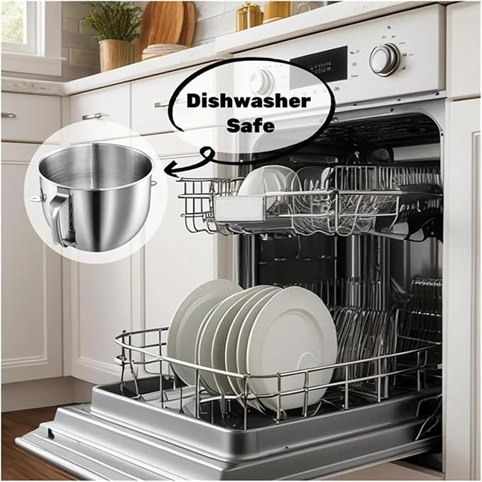 7QT Stainless Steel Mixer Bowl Compatible for Kitchenaid 7QT Tilt-Head Mixers KSM70SKXXV8 KSM70SKXXCA KSM70SKXXBK with Handle