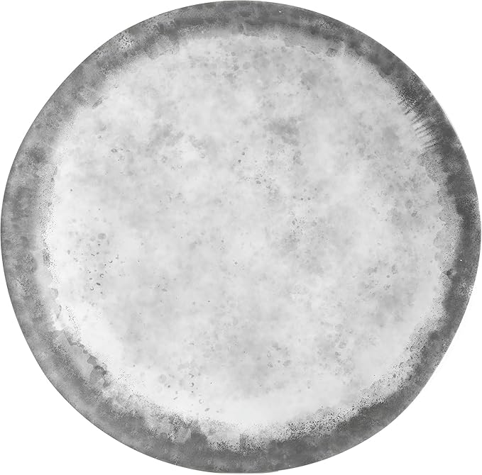 Organic Decal 16 Piece Melamine Dinnerware Set Gray and White Plates Bowls &amp Tumblers Service for 4 Break-Resistant Indoor Outdoor Dining