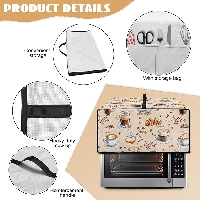 Coffee Cake Toaster Oven Air Fryer Cover Heat-Resistant Waterproof Dust-proof Protective Covers Compatible with Smart Oven Air Fryer Smart Oven for Parties &amp Gatherings
