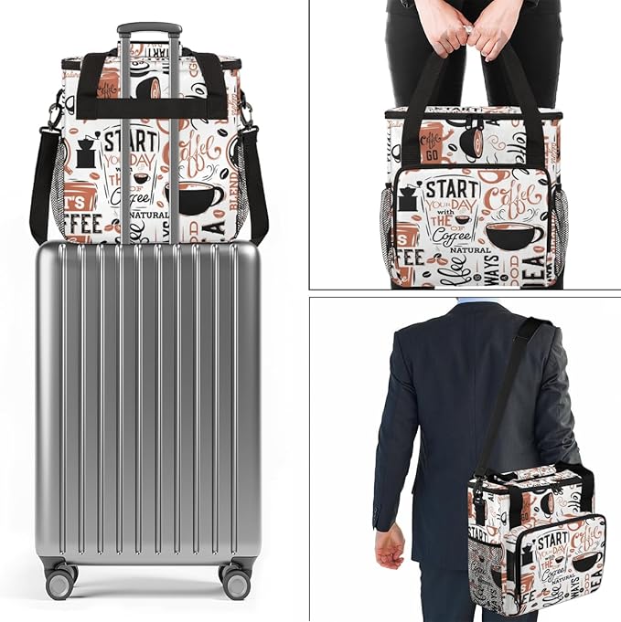Coffee Maker Travel Bag Compatible with K-Mini or K-Mini Plus Single Serve Coffee Brewer Carrying Case with Multiple Pockets for K-Cup Pods Storage Bag With Shoulder Strap
