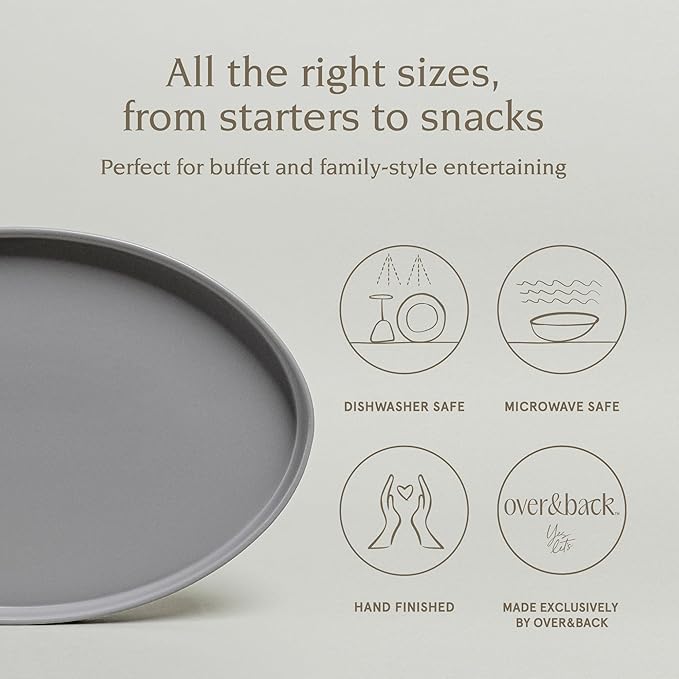 over&ampback Stackable Stoneware Serving Platter - Elegant 1-Piece Oval Serving Platter to Complete Your Kitchen Set - Perfect for Appetizers Desserts and More - 16 L x 11 W - Semi-Matte Charcoal