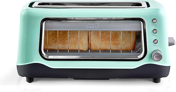 Dash Clear View Toaster: Extra Wide Slot Toaster with Stainless Steel Accents + See Through Window - Defrost - Aqua &amp Stand Mixer (Electric Everyday): 6 Speed with Dough Hooks &amp Mixer Beaters
