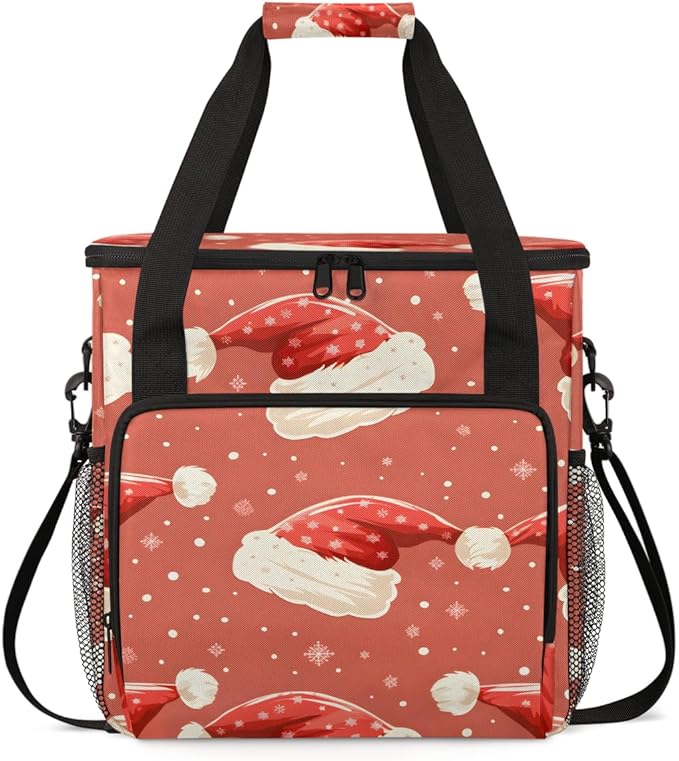Christmas Hat Coffee Maker Carrying Bag Graffiti Hat Travel Storage Bag Compatible with K-Mini or K-Mini Plus Single Serve Coffee Brewer Carrying Case with Multiple Pockets &amp Shoulder Strap