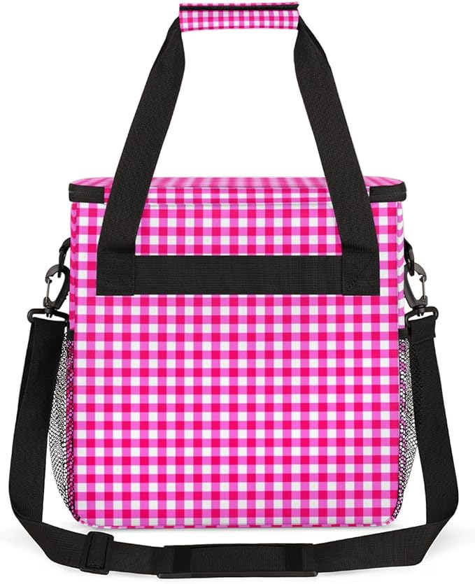 Flamingo Plaid Coffee Maker Carrying Bag Portable Travel Storage Tote Bag Compatible with K-Mini or K-Mini Plus Single Serve Coffee Brewer Carrying Case with Multiple Pockets &amp Shoulder Strap