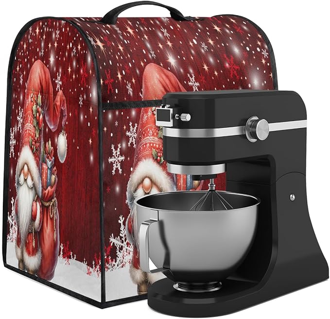 cfpolar Kitchen Aid Mixer Cover Compatible with 6-8 Quarts Xmas Hat Santa Claus Stand Mixer Cover Kitchen Aid Mixers Accessories Appliance Organizer Bag Dust Covers with Zipper Pocket