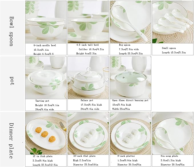 Dinnerware Sets Dish Set60-Piece Ceramic Tableware SetKorean Style Simple Tableware Set Ceramic Household Tableware Set