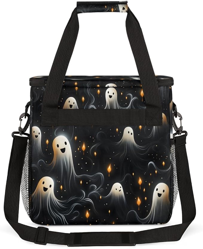 Cute Halloween Ghosts Coffee Maker Carrying Bag Portable Travel Storage Tote Bag Compatible with K-Mini or K-Mini Plus Single Serve Coffee Brewer Carrying Case with Multiple Pockets &amp Shoulder S
