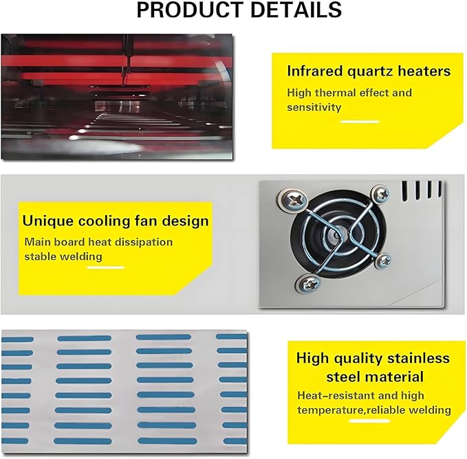 1500w Reflow Oven IR Convection Oven with PC Connectivity 8 Pre-Set Waves 350°C Drawer Style for SMT PCB LED Board Soldering