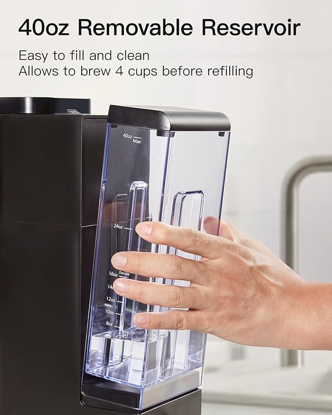 Single Serve Hot &amp Iced Coffee Maker with Strong Brew 40oz Removable Reservoir 6 Brew Sizes Compatible with K Cup and Grounds Compact for Home Office RV and Dorm Black (2.0 Version)