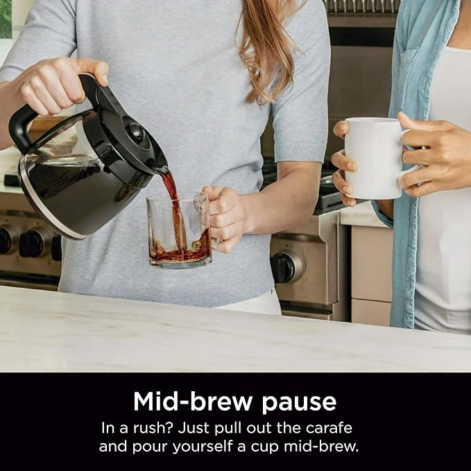 Niinja 12-Cup Programmable Coffee Maker Glass Carafe with Classic &amp Rich Brew Styles Adjustable Warming Plate &amp Removable 60‑oz Reservoir