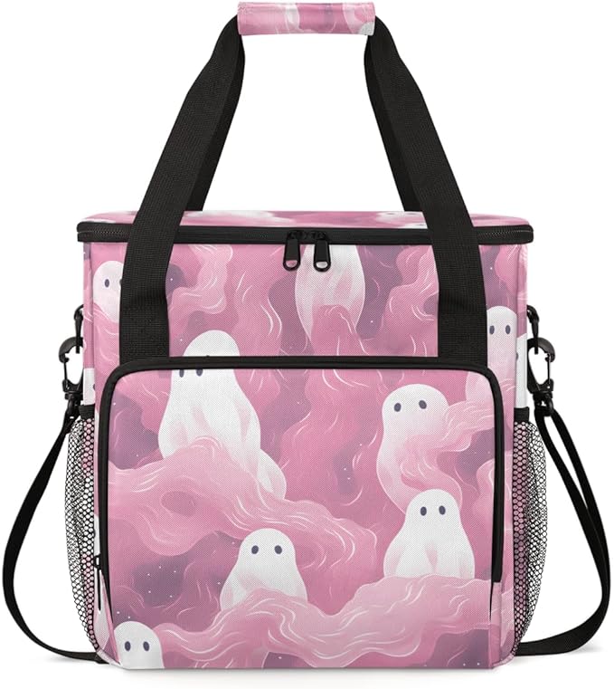 Halloween Ghosts Coffee Maker Carrying Bag Dreamy Ghosts Travel Storage Bag Compatible with K-Mini or K-Mini Plus Single Serve Coffee Brewer Carrying Case with Multiple Pockets &amp Shoulder Strap