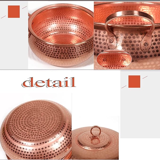 Handcrafted Hammered Copper Cookware Set - Ideal for Copper Chef - Pots and Pans Size
