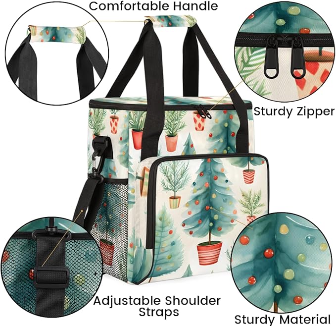 Christmas Tree Coffee Maker Carrying Bag Graffiti Tree Travel Storage Bag Compatible with K-Mini or K-Mini Plus Single Serve Coffee Brewer Carrying Case with Multiple Pockets &amp Shoulder Strap