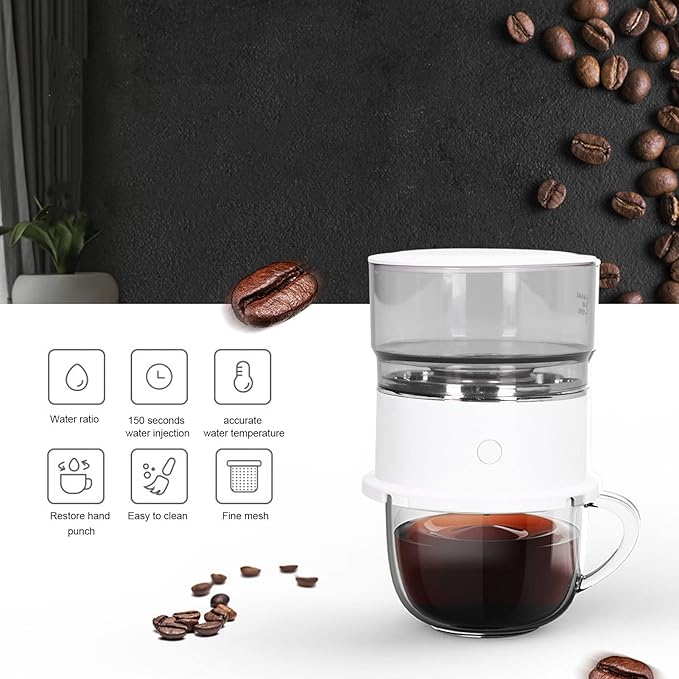 XHTLLO Mini Coffee Machine Mini Portable Smart Coffee Maker Automatic Drip Pot for Outdoor Brewing