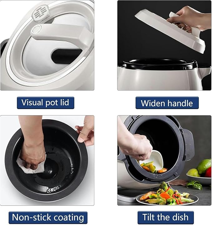 Automatic Cooking Machine 6L Auto Cooking Wok Fried Rice MachineOne-Click Smart Start 360 ° Automatic Rotation for Stir FryingStewingCooking