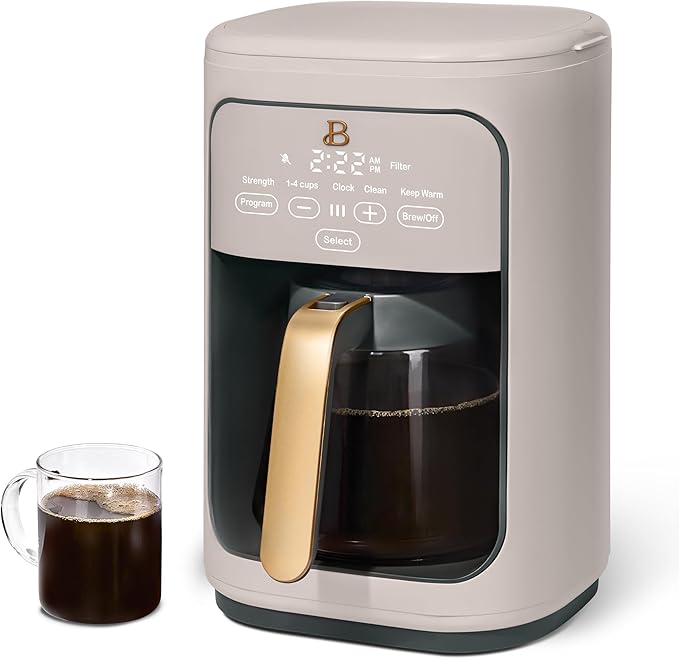 B - Coffee Maker 14-Cup Touch Display Programmable 1200W Stainless Steel Keep Warm 24h Timer (Porcini Taupe)