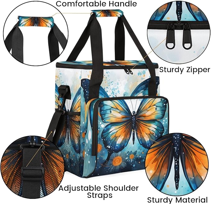 Artistic Butterfly Coffee Maker Carrying Bag Gothic Butterfly Travel Storage Bag Compatible with K-Mini or K-Mini Plus Single Serve Coffee Brewer Carrying Case with Multiple Pockets &amp Shoulder S