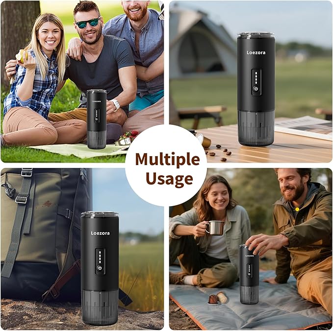 Stainless Steel Portable Espresso Maker – 20Bar 7500mAh Rechargeable 3-in-1 for Nespresso/DG Capsules &amp Ground Coffee Self-Heating Best Value for Camping Car Travel (Black)