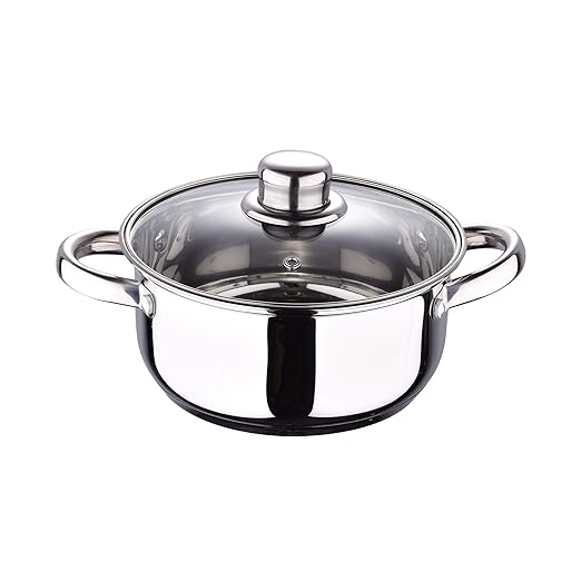San Ignacio 7-Piece Cookware Set - Stainless Steel Includes 16 x 7.5 cm Casserole 18 x 8.5 cm Saucepan with Lid 20 x 9.5 cm Saucepan with Lid 24 x 11.5 cm Casserole with Lid