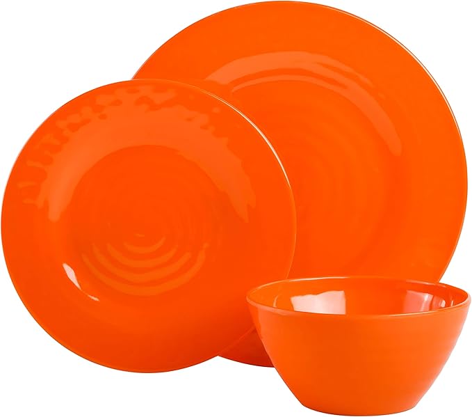 Gibson Home Brist Melamine Plastic Dinnerware Set Service for Four (12pcs) Assorted II