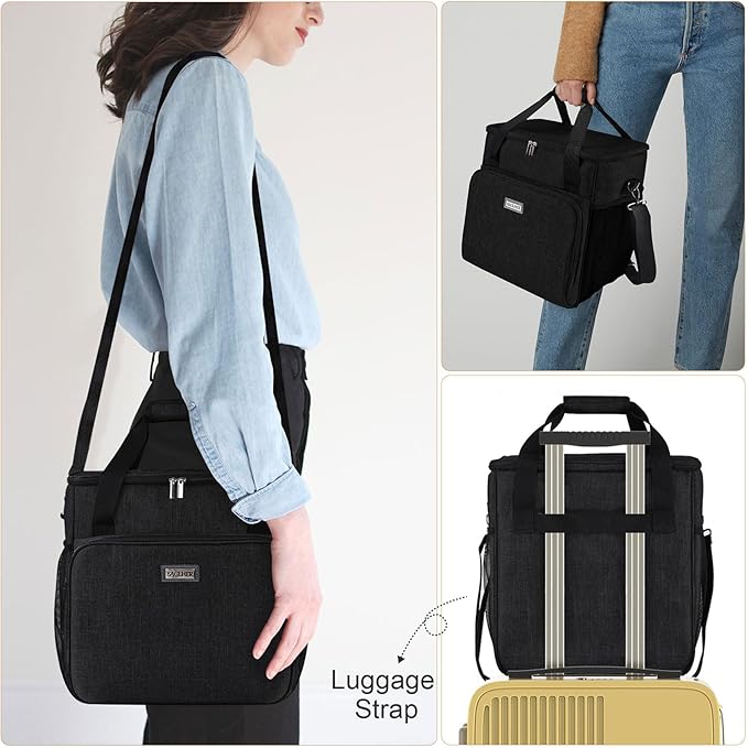 BAGLHER Coffee Maker Travel Bag Compatible with Keurig K-Classic、Keurig K-Elite、Keurig K-Compact or Other Accessories Portable Coffee Maker Case with Shoulder Strap for Travel Black