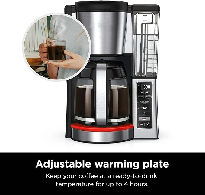 Niinja 12-Cup Programmable Coffee Maker Glass Carafe with Classic &amp Rich Brew Styles Adjustable Warming Plate &amp Removable 60‑oz Reservoir