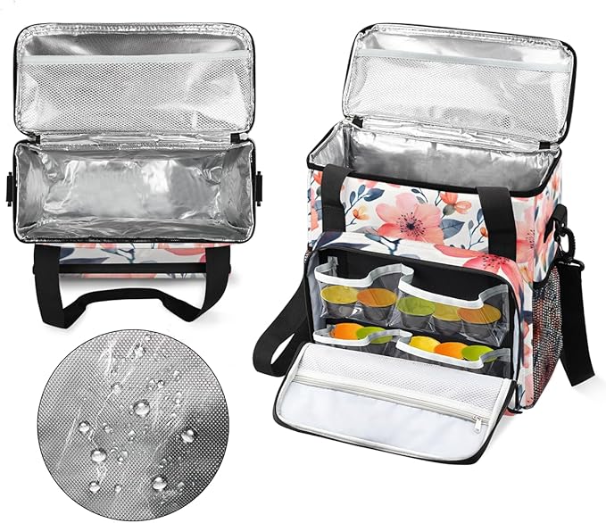 Nectar-rich Flowers Coffee Maker Carrying Bag Portable Travel Storage Tote Bag Compatible with K-Mini or K-Mini Plus Single Serve Coffee Brewer Carrying Case with Multiple Pockets &amp Shoulder Str