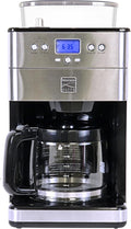 Kenmore Elite Grind and Brew Coffee Maker with Built‑In Burr Grinder Automatic Drip Machine 12‑Cup Programmable Brewer Bean‑to‑Cup Cafetera Stainless Steel Coffee Maker for Home &amp Office