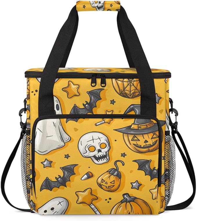 Halloween Pumpkin Coffee Maker Carrying Bag Abstract Pumpkin Travel Storage Bag Compatible with K-Mini or K-Mini Plus Single Serve Coffee Brewer Carrying Case with Multiple Pockets &amp Shoulder St